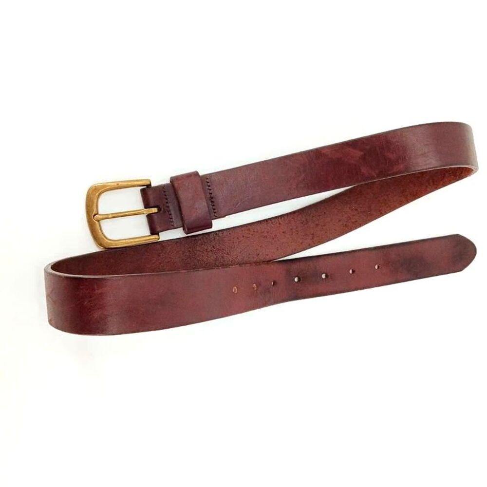 Duluth Trading Leather Work Belt 80016 Brown Brass Buckle Mens 38 USA